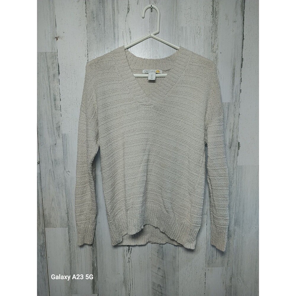 C&C California Women's Size Large V Neck Sweater Cotton